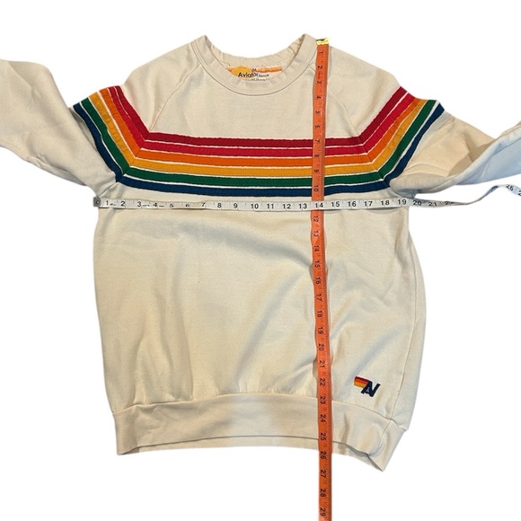 Aviator Nation Crewneck 6 Rainbow Stripe Sweatshirt - Picture 9 of 9